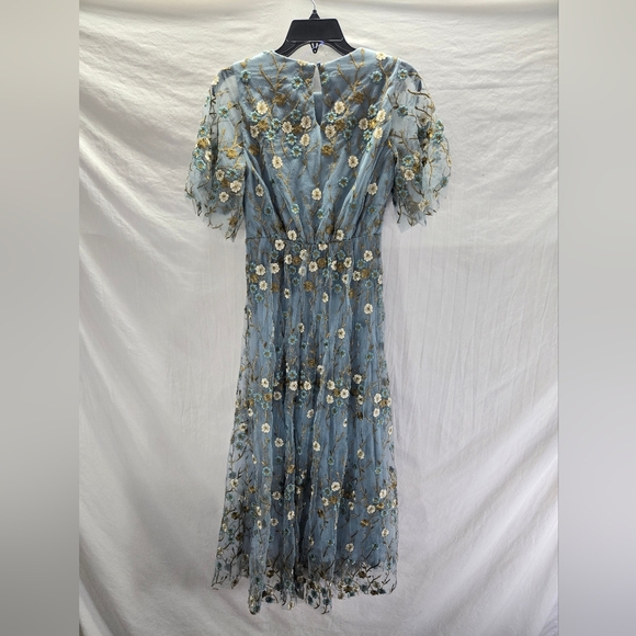 Baltic Born Women’s Size XS Blue Floral Arabella Embroidered Tulle Maxi Dress - Picture 6 of 6